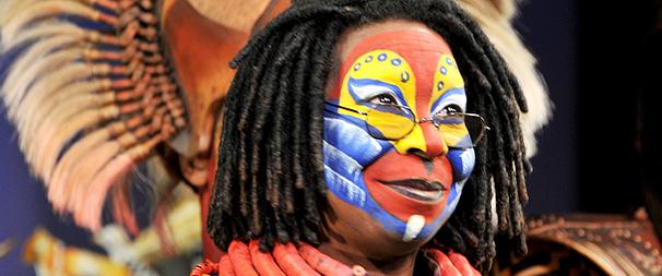 Whoopi Goldberg Feels the Love on Stage at The Lion King 