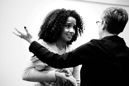 Ragtime rehearsal – Stephanie Umoh – Marcia Milgrom Dodge (gesturing)
