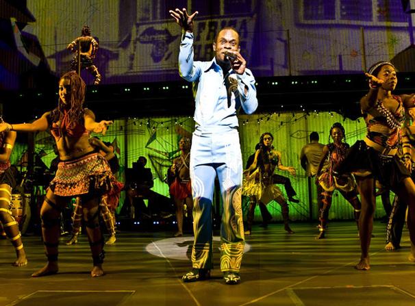 Fela - Show Photos - Sahr Ngaujah (blue suit)