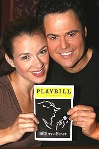 Photo Op - Alan Menken Preps Donny Osmond for Beauty and the Beast - Donny Osmond - Sarah Uriarte Berry (holding Playbill)