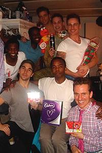Photo Op - Holidays at Hairspray - male ensemble dressing room