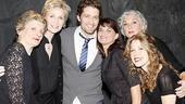 Jane Lynch doesn't get to keep a visitor like Matthew Morrison all to herself. Mary Louise Wilson, Mary Birdsong, Tyne Daly and Lisa Joyce all crowd in for a group shot.
