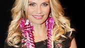 Kristin gets lei-ed! Ms. Chenoweth models a gift from a fan.