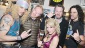 Having &ldquo;Nothing But a Good Time,&rdquo; Ferguson and Stonestreet flash some rocker horns with Rock leads James Carpinello, Emily Padgett and Constantine Maroulis.