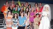 Here come the brides: An excited group of engaged ladies don veils and pose with the stars of Mamma Mia!