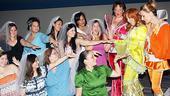 Donna and the Dynamos (Gina Ferrall, Carolee Carmello and Judy McLane) ooh and ahh over their special guests&rsquo; engagement rings.