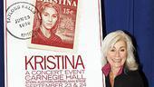 Charming Louise Pitre shows off the &ldquo;Kristina&rdquo; concert poster (and her name).