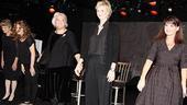 After sharing colorful stories onstage, the dressed-in-black cast of Love, Loss and What I Wore takes a bow. From left: Mary Louise Wilson, Lisa Joyce, Tyne Daly, Jane Lynch and Mary Birdsong.