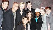Jane Lynch is surrounded by her supportive Glee &nbsp;co-stars: Cory Monteith, Mark Salling, Jenna Ushkowitz, Chris Colfer, Lea Michele, Amber Riley, Dianna Agron and Kevin McHale.