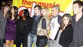 The talented young stars of Glee line up for a pre-signing photo: Kevin McHale, Jenna Ushkowitz, Amber Riley, Chris Colfer, Dianna Agron, Mark Salling, Lea Michele (who&rsquo;s always looking Broadway.com&rsquo;s way!) and Cory Monteith.