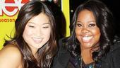 Three days after her fabulous rendition of &ldquo;The Star-Spangled Banner&rdquo; at the World Series, Amber Riley (r.) and Jenna Ushkowitz are sitting pretty at their CD signing.