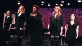 Looking chic in black (what else?), the new stars of Love, Loss and What I Wore take a bow at the Westside Theatre.