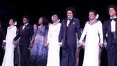 The cast of Dreamgirls lines up for a triumphant curtain call at the Apollo Theater.