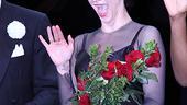 Ashlee Simpson-Wentz waves at family members after her Broadway debut.