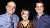 Broadway Cares executive director Tom Viola (who happily received a hefty donation from the show) with Altar Boyz producers Robyn Goodman and Ken Davenport.