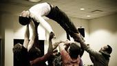 The Tribe lifts Kyle Riabko during &ldquo;Ain&rsquo;t Got No,&rdquo; the climactic moment of Act Two.