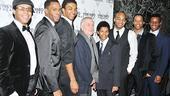 The man of the hour, composer John Kander, is surrounded by the cast of his new musical The Scottsboro Boys. From left: Derrick Cobey, Colman Domingo, Christian White, John Kander, Cody Ryan White, Brandon Victor Dixon, Rodney Hicks and Josh Breckenridge.