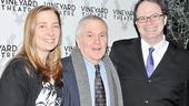 Honoree John Kander is flanked by Vineyard Theatre executive director Jennifer Garvey-Blackwell and artistic director Douglas Aibel.