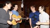 Ready to rock! Million Dollar Quartet stars Lance Guest, Eddie Clendening, Levi Kreis and Robert Britton Lyons are right at home in the studio.