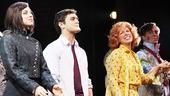 Talented players Krysta Rodriguez, Wesley Taylor, Carolee Carmello and Terrence Mann beam at the curtain call.