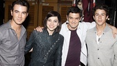 With their dark hair, Addams onstage lovebirds Krysta Rodriguez and Wesley Taylor fit right in with the Jonas crew.
