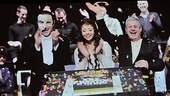 Producer Cameron Mackintosh and the London cast of Phantom (including Earl Carpenter as Phantom and Sofia Escobar as Christine) congratulate the Broadway cast on their magnificent achievement via video.
