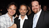 Speaking of Oscar winners, Joel Grey is in the house—and congratulates cast members Peter Scolari and John Treacy Egan.
