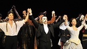 Kyle Barisich (Raoul), Hugh Panaro (the Phantom) and Trista Moldovan (Christine) lead the Phantom cast in the show's 10,000th Broadway bow.
