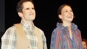 Outfitted in perfect late-70s style, They’re Playing Our Song stars Seth Rudetsky and Sutton Foster are all smiles during their curtain call.