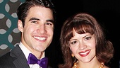 Criss puts his arm around Rose Hemingway, his onstage love interest.