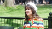 Lea Michele takes a seat on a Central Park bench. 
