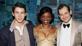 Tony-nominated stars Chad Kimball and Montego Glover chat with Nick Jonas after one of their final performances together. (Chad is set to depart on October 23.)
