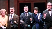 Betsy Wolfe as Beth Shephard, Lin-Manuel Miranda as Charley Kringas, Colin Donnell as Franklin Shepard, Celia Keenan-Bolger as Mary Flynn and Adam Grupper as Joe Josephson in Merrily We Roll Along.
