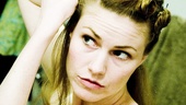 With fight call complete Kate MacCluggage heads to her dressing room to begin hair and makeup.