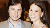 And here’s Zach Braff himself, smiling with Sutton after her show. They’re co-starring in the new play Trust at Second Stage in July and August. 