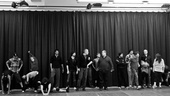 The company of Jesus Christ Superstar prepares with morning stretches before beginning their Act One run-through. 
