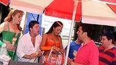 The trio from Spamalot work the crowd.First you get your raffle tickets...