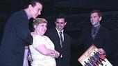Photo Op - Jersey Boys Million-th Customer - Christian Hoff - Robin Becker - John Lloyd Young - Daniel Reichard