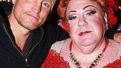 Woody Harrelson backstage at Hairspraywith his buddy and former Cheers co-starGeorge Wendt as Edna Turnblad. 