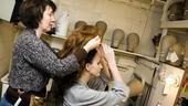 Girls in Jersey Boys – Heather Ferguson putting on wig