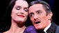 Brooke Shields as Morticia Addams and Roger Rees as Gomez Addams in The Addams Family.